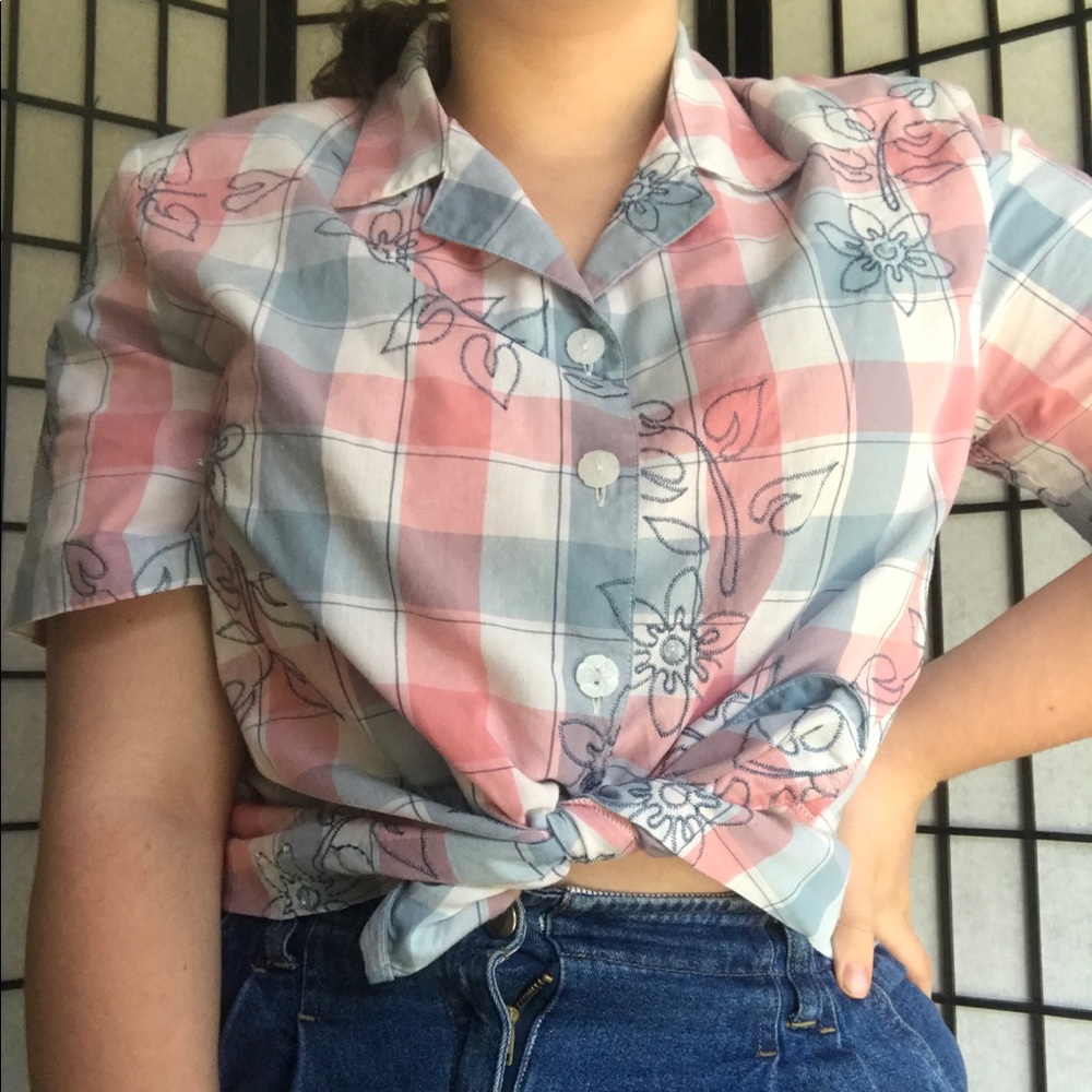 Y2K Alfred Dunner Size M/L Floral Plaid Button Up